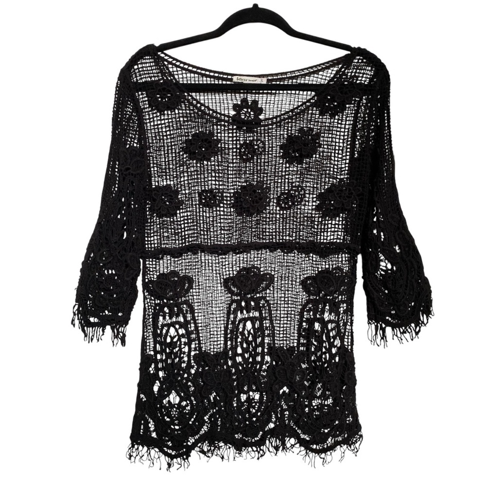 Breeze Ever Boho Elegant Black Crochet Cover-Up